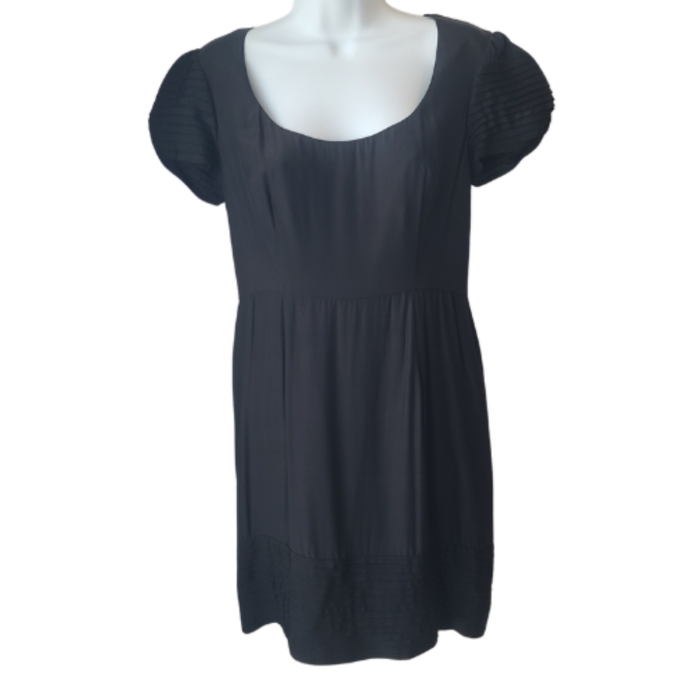 Elegant Black 100% silk Midi Dress